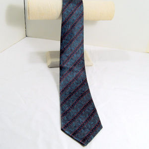 V-Zone Seoul Silk Neck Tie Blue Paisley Red Strip